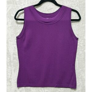 Dressbarn Purple Knit Tank Top Sleeveless Ribbed Stretch Casual Medium‎